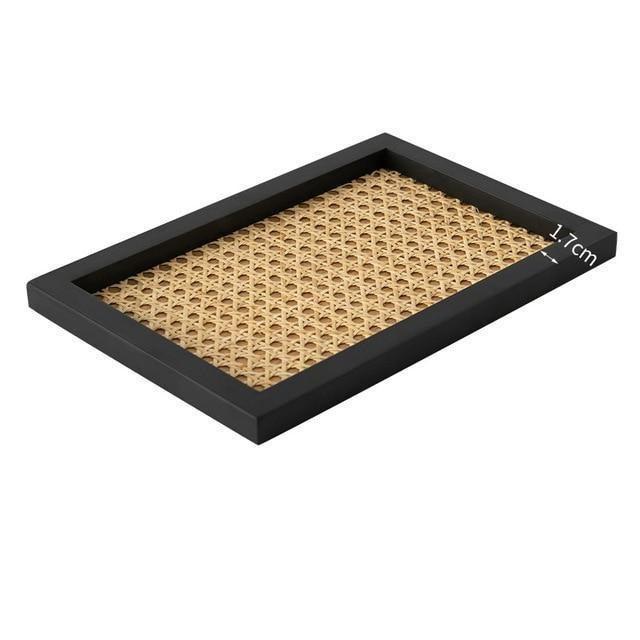 Sustainable Nordic Rattan and Wood Elegant Serving Tray for Stylish Homes