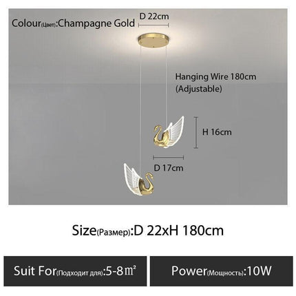 Swan-Inspired LED Chandelier: Elegant Lighting with Customizable Color Temperatures and Exceptional Durability..