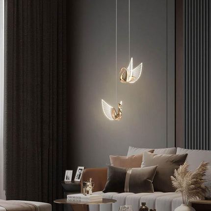 Swan-Inspired LED Chandelier: Elegant Lighting with Customizable Color Temperatures and Exceptional Durability..