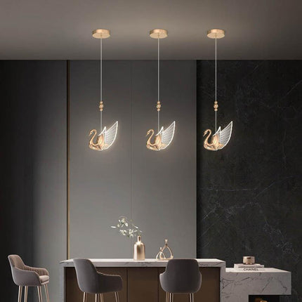 Swan-Inspired LED Chandelier: Elegant Lighting with Customizable Color Temperatures and Exceptional Durability..