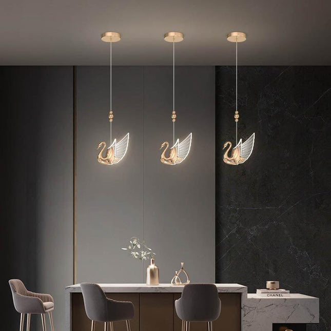 Swan-Inspired LED Chandelier: Elegant Lighting with Customizable Color Temperatures and Exceptional Durability