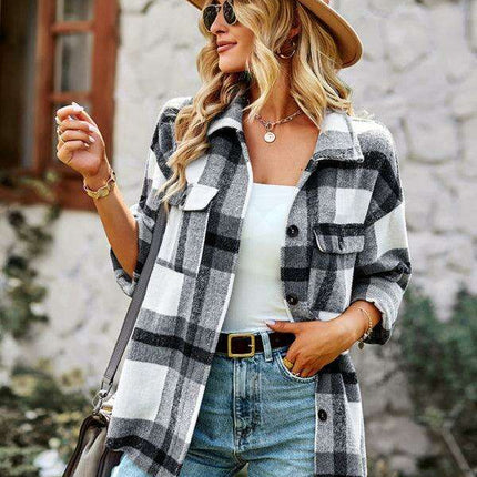 Tartan Print Lightweight Jacket for Women's Casual Chic
