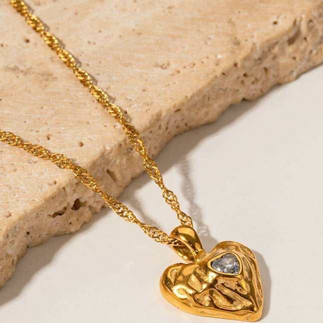 Timeless 18K Gold-Plated Heart Pendant Necklace in Durable Stainless Steel