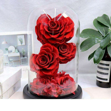 Timeless Beauty: Little Prince Eternal Rose in Glass Dome - A Cherished Decorative Piece and Meaningful Gift - Très Elite