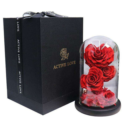 Timeless Beauty: Little Prince Eternal Rose in Glass Dome - A Cherished Decorative Piece and Meaningful Gift - Très Elite