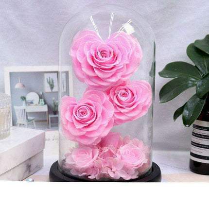Timeless Beauty: Little Prince Eternal Rose in Glass Dome - A Cherished Decorative Piece and Meaningful Gift - Très Elite