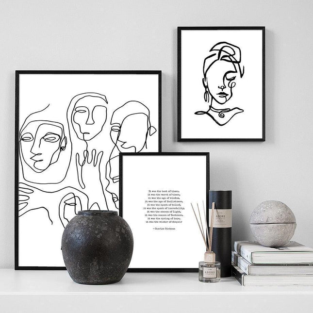 Timeless Black and White Abstract Canvas Art for Luxury Home Decor