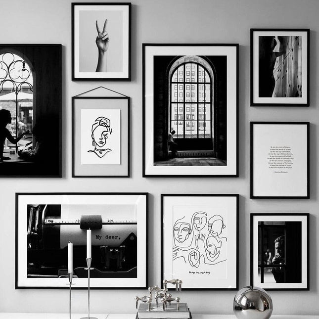 Timeless Black and White Abstract Canvas Art for Luxury Home Decor