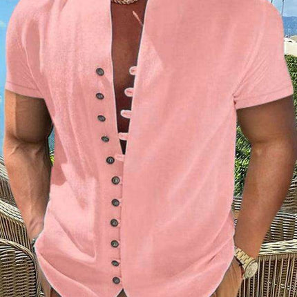 Timeless Charm: Cotton-Linen Stand Collar Shirt with Vintage Flair