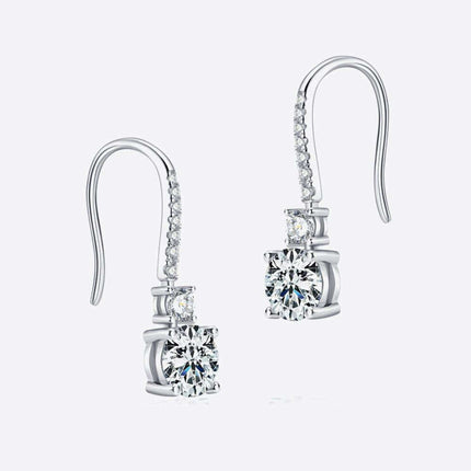 Timeless Elegance: 2 Carat Lab-Diamond Sterling Silver Drop Earrings - A Chic Classic - Très Elite