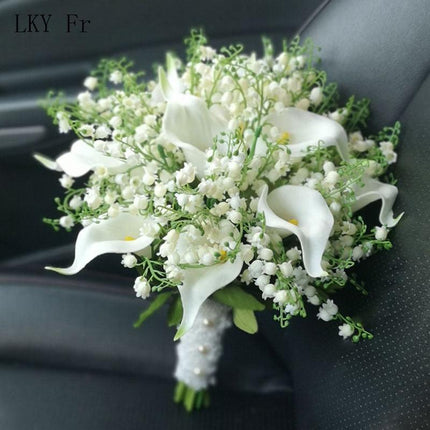Timeless Elegance: Calla Lily and Lily of the Valley Bridal Bouquet - Très Elite