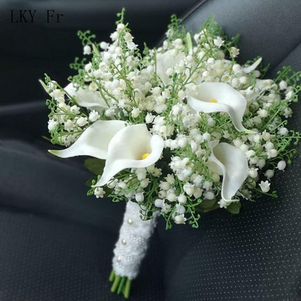 Timeless Elegance: Calla Lily and Lily of the Valley Bridal Bouquet - Très Elite