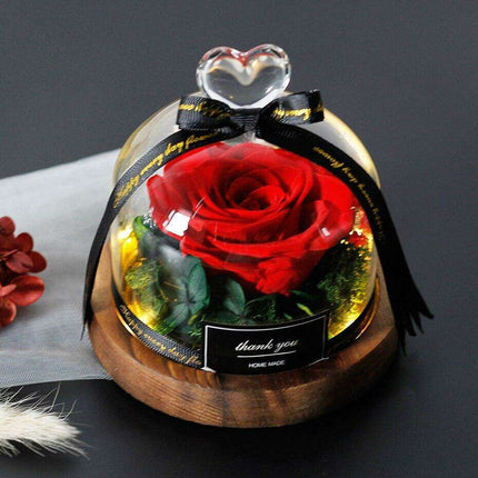 Timeless Elegance: Illuminated Red Roses in Glass Dome - Très Elite