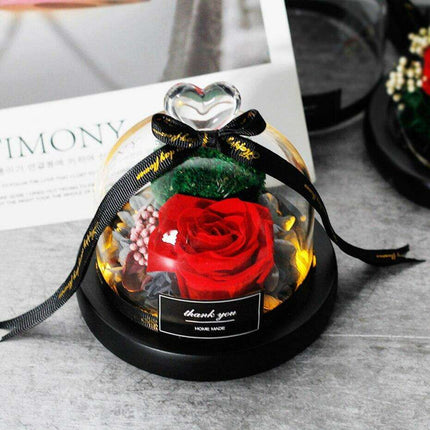 Timeless Elegance: Illuminated Red Roses in Glass Dome - Très Elite