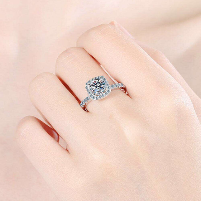 Timeless Elegance Moissanite and Zircon Sterling Silver Ring