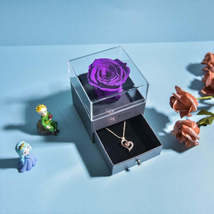 Timeless Elegance: Preserved Rose Jewelry Box Gift Set with Complimentary Necklace - Très Elite
