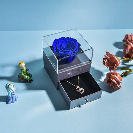 Timeless Elegance: Preserved Rose Jewelry Box Gift Set with Complimentary Necklace - Très Elite