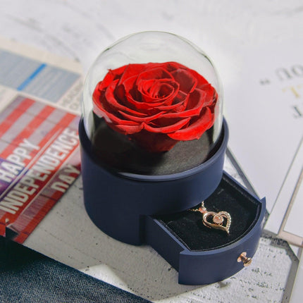 Timeless Elegance: Preserved Rose Jewelry Box Gift Set with Complimentary Necklace - Très Elite