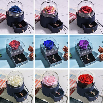 Timeless Elegance: Preserved Rose Jewelry Box Gift Set with Complimentary Necklace - Très Elite