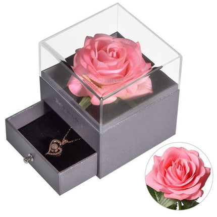Timeless Elegance: Preserved Rose Jewelry Box Gift Set with Complimentary Necklace - Très Elite