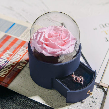 Timeless Elegance: Preserved Rose Jewelry Box Gift Set with Complimentary Necklace - Très Elite