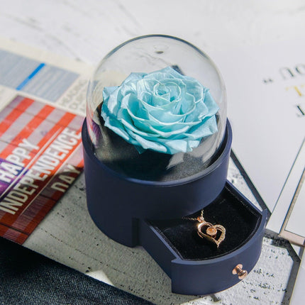 Timeless Elegance: Preserved Rose Jewelry Box Gift Set with Complimentary Necklace - Très Elite