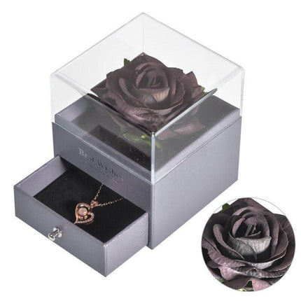 Timeless Elegance: Preserved Rose Jewelry Box Gift Set with Complimentary Necklace - Très Elite
