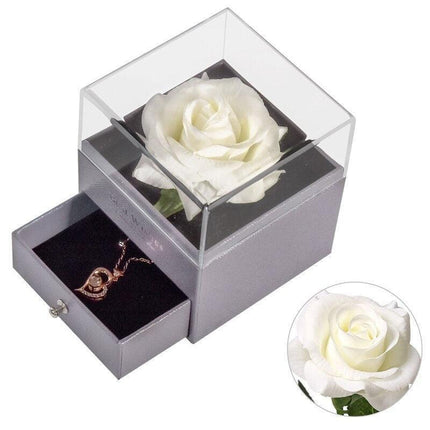 Timeless Elegance: Preserved Rose Jewelry Box Gift Set with Complimentary Necklace - Très Elite