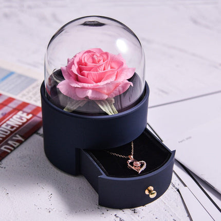 Timeless Elegance: Preserved Rose Jewelry Box Gift Set with Complimentary Necklace - Très Elite