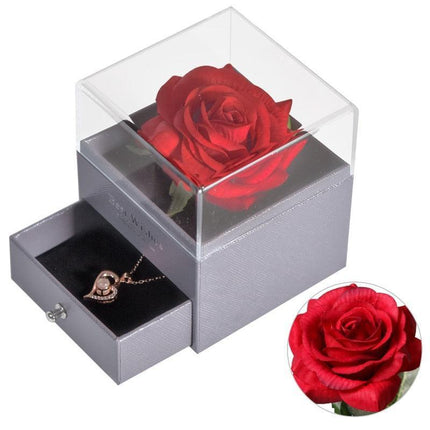 Timeless Elegance: Preserved Rose Jewelry Box Gift Set with Complimentary Necklace - Très Elite