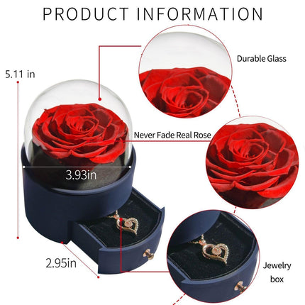 Timeless Elegance: Preserved Rose Jewelry Box Gift Set with Complimentary Necklace - Très Elite