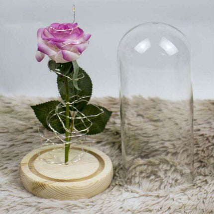 Timeless Elegance Red Pink Rose Glass Dome Display - Très Elite