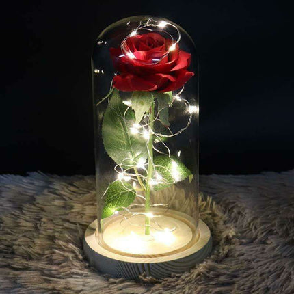 Timeless Elegance Red Pink Rose Glass Dome Display - Très Elite