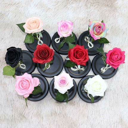 Timeless Elegance Red Pink Rose Glass Dome Display - Très Elite