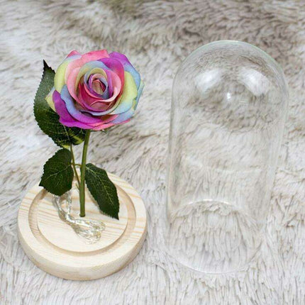 Timeless Elegance Red Pink Rose Glass Dome Display - Très Elite