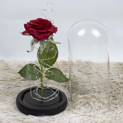 Timeless Elegance Red Pink Rose Glass Dome Display - Très Elite