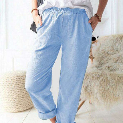 Timeless Elegance: Women's High Waist Stretch Trousers in Essential Solid Shades