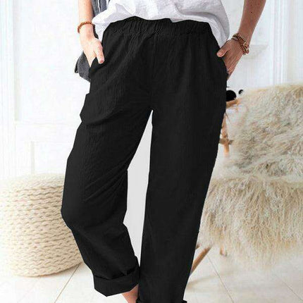 Timeless Elegance: Women's High Waist Stretch Trousers in Essential Solid Shades