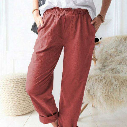 Timeless Elegance: Women's High Waist Stretch Trousers in Essential Solid Shades