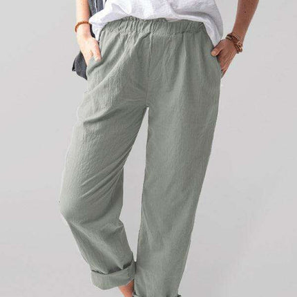 Timeless Elegance: Women's High Waist Stretch Trousers in Essential Solid Shades