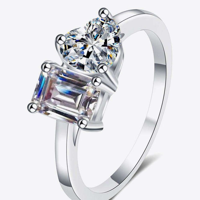 Timeless Love Heart Moissanite Ring in Sterling Silver - Radiant Elegance