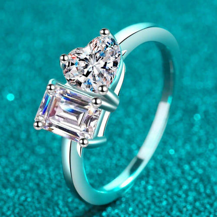 Timeless Love Heart Moissanite Ring in Sterling Silver - Radiant Elegance