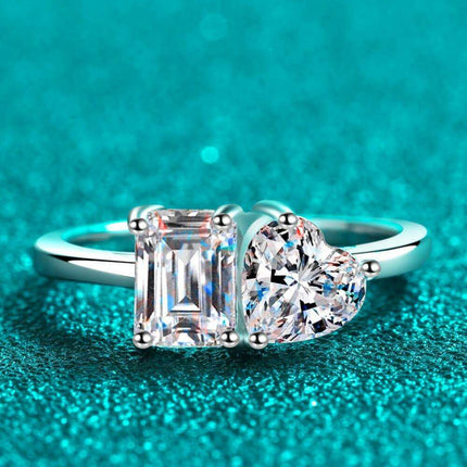 Timeless Love Heart Moissanite Ring in Sterling Silver - Radiant Elegance