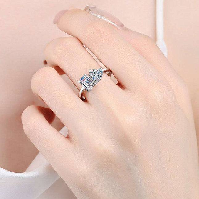 Timeless Love Heart Moissanite Ring in Sterling Silver - Radiant Elegance