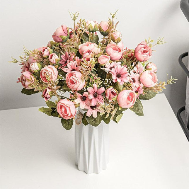 Timeless Pink Silk Rose Bouquet - Exquisite Home and Event Decoration - Très Elite