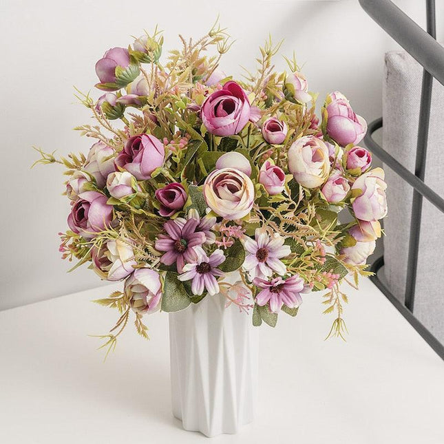 Timeless Pink Silk Rose Bouquet - Exquisite Home and Event Decoration - Très Elite