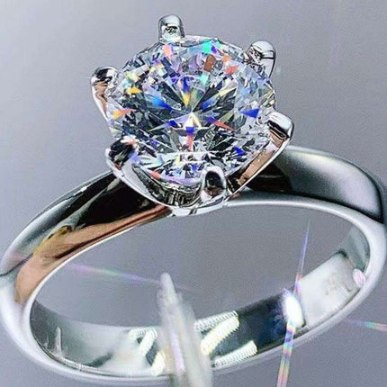 Timeless Radiance: 3 Carat Moissanite Sterling Silver Ring with Platinum Plating - Très Elite