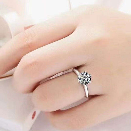 Timeless Radiance: 3 Carat Moissanite Sterling Silver Ring with Platinum Plating - Très Elite