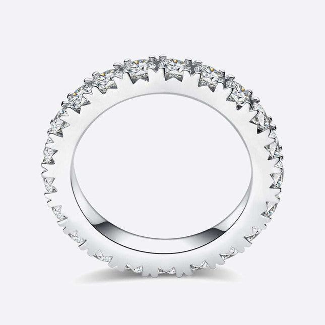Timeless Radiance Lab-Created Diamond and Moissanite Silver Eternity Band