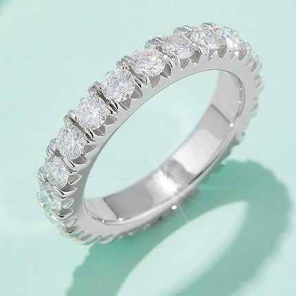 Timeless Radiance Lab-Created Diamond and Moissanite Silver Eternity Band